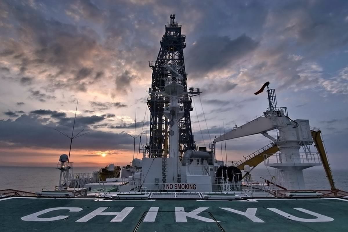 Helicopter landing pad on an ODP oceanic research vessel.
